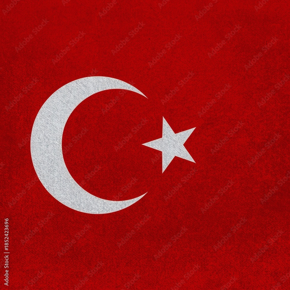 Obraz premium Red Turkish Flag with Crescent and Star.