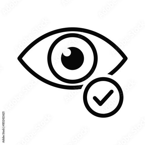 Eye with check mark icon simple illustration