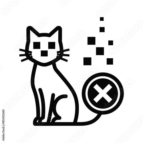 Cat with qr code invalid black