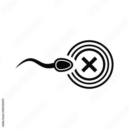 Sperm Cell Rejected by Target Icon Illustration