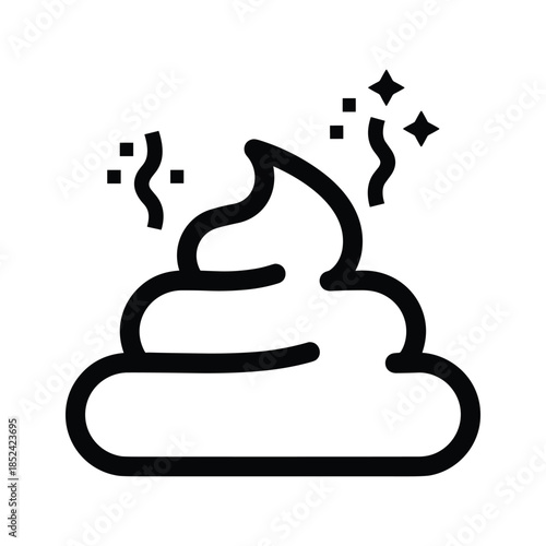 Black Icon of Feces or Poop with Sparkles