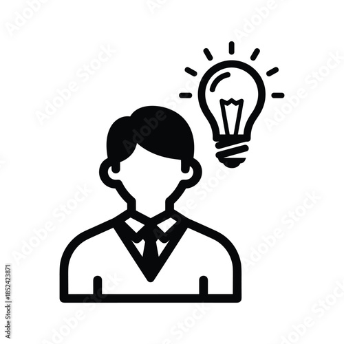 Man with idea lightbulb icon black silhouette