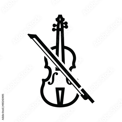 Black violin with bow silhouette simple design