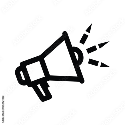 Black megaphone icon with sound waves loudspeaker symbol