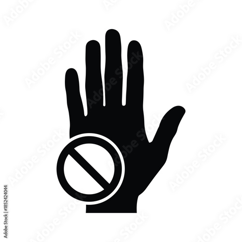 Hand gesture stop sign symbol black silhouette
