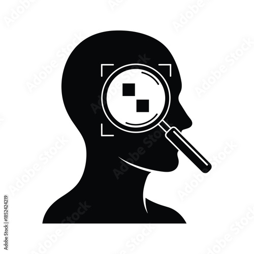 Man silhouette using magnifying glass to focus on target