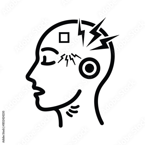 Human head with electric shock and robotic parts