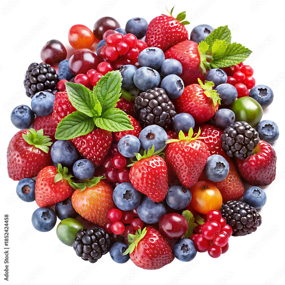 Fototapeta premium Berry Assortment Isolated on White Background
