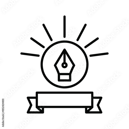 Creative idea concept with pen nib and sunburst