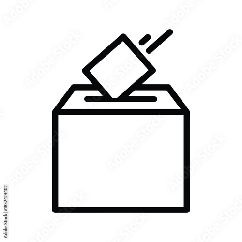 Ballot box icon with voting paper being inserted