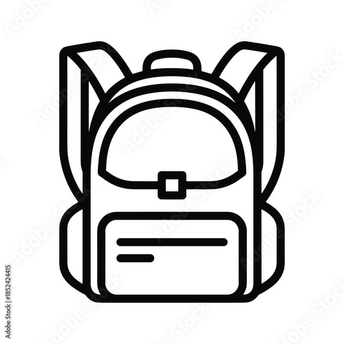 Simple black and white backpack icon illustration