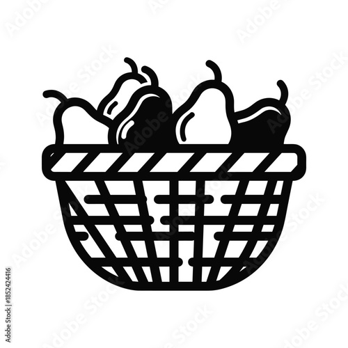 Black pears in basket illustration