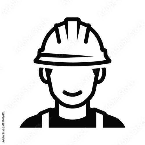 Male Worker Wearing Hard Hat Icon