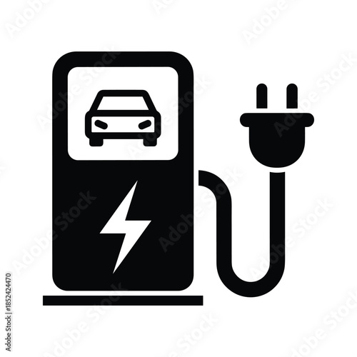 Electric car charging station icon