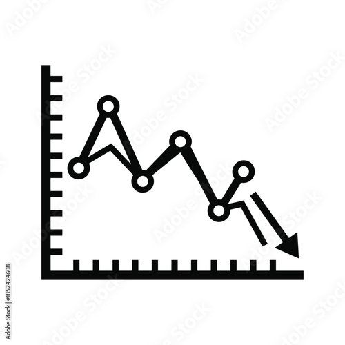 Downward trend graph icon black