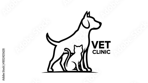 Modern Veterinary Clinic Logo Design Featuring Dog and Cat Outline Graphics