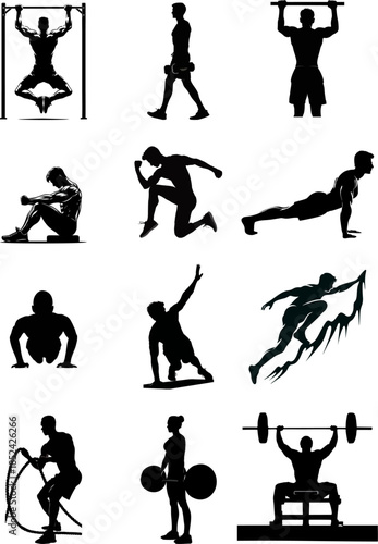 Black and White Fitness Silho...