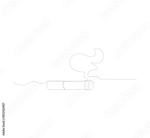 Cigarette Line Icon image, One single line drawn continuously, cigarette image, smoke,. Tobacco free day concept.
