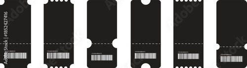 Template of cinema tickets. Vector designs of various cinema tickets with illustrations of video cameras and other tools. Ticket set icon