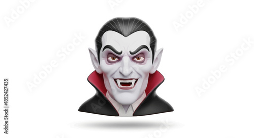 Spooky Vampire Emoji with Fangs and Red Eyes, a Halloween Character Illustration