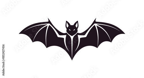Mysterious dark silhouette of a flying bat with outstretched wings, a classic symbol often associated with Halloween, nocturnal activities, and gothic themes, perfect for design