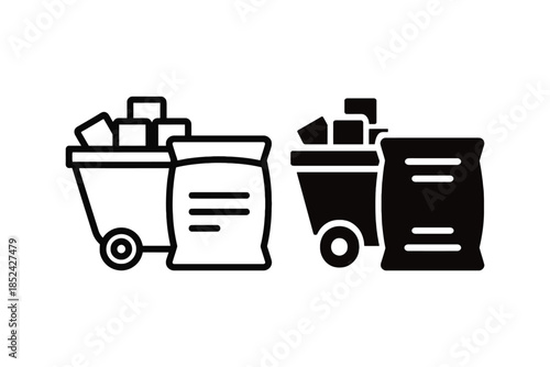 black and white trash bins and bags