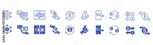 Money transfer icon set. Currency exchange and payment symbol. Vector illustration.