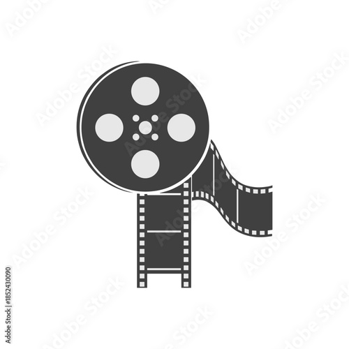 Film reel icon representing cinema and movie production for entertainment.