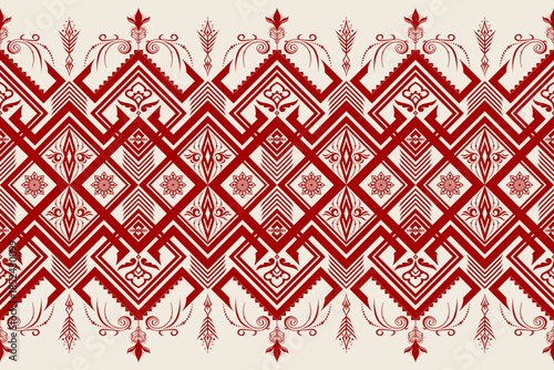 Decorative textile border pattern for apparel and fabric manufacturing. Suitable for garment trimming, fabric printing, embroidery reference, and industrial textile production.