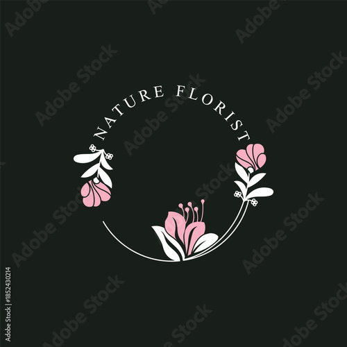 Wreaths Flower logo design botanical. Boutique, Spa, and wedding