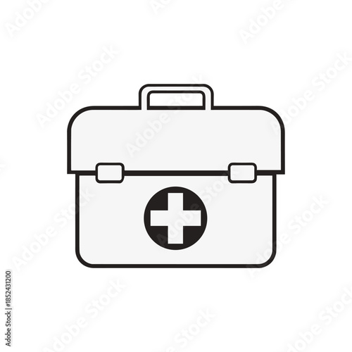 First Aid Kit Outline Icon Medical Emergency Symbol.
