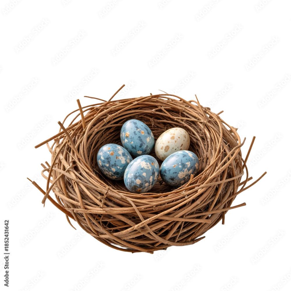Obraz premium Gathering colorful eggs in a nest nature scene photography rustic environment close-up perspective