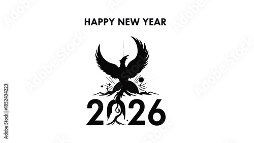 Symbolic phoenix rising with 2026, celebrating new beginnings and hope