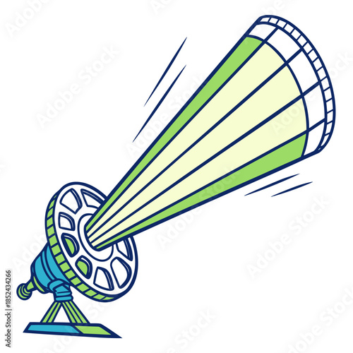 Digital energy beam flowing through turbine white background