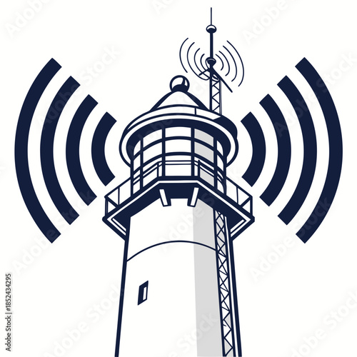 Wind tower with sensor nodes and light reflections