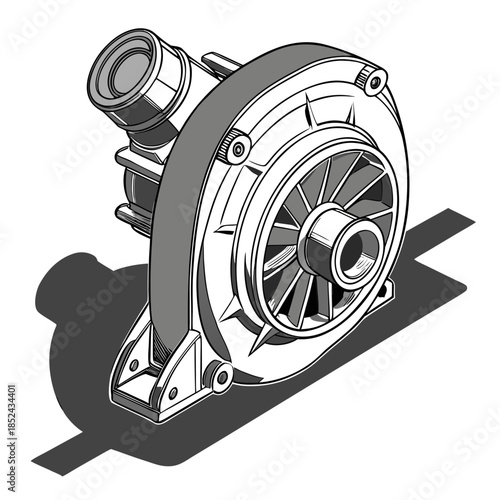 Metallic turbine with long shadow machine industrial