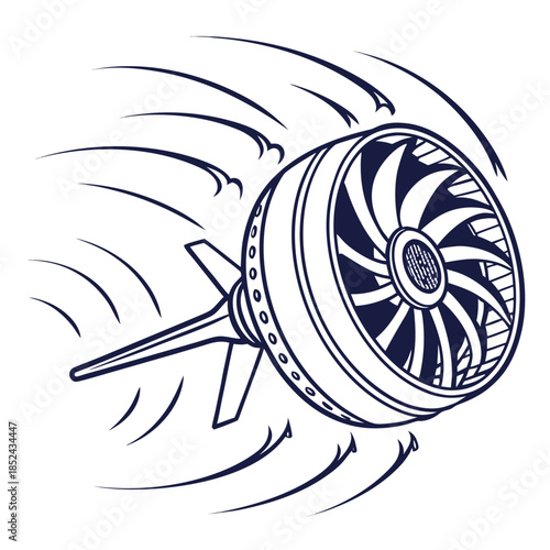 Close up of rotating turbine blades motion blur industrial