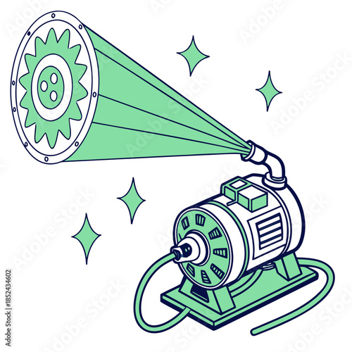 Eco engine producing beam of sustainable power green energy