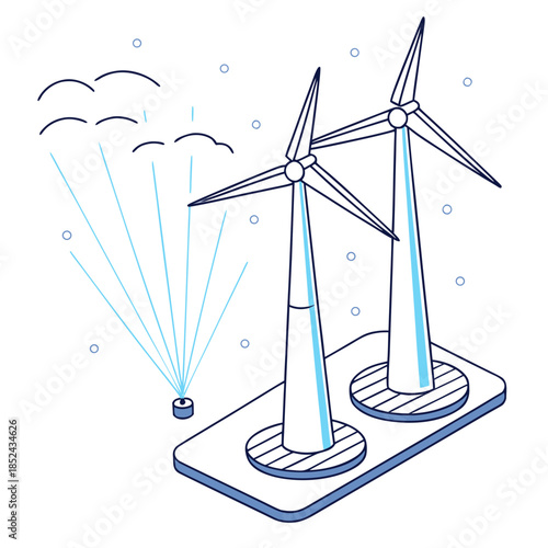Holographic wind farm display in 3 D wind turbines
