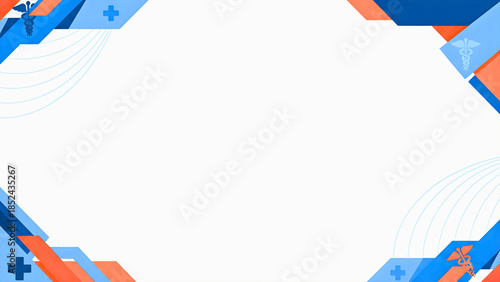 Modern abstract certificate background with blue and orange geometric accents. Clean white center area designed for professional certificates, awards, and official documents. SVG vector format.