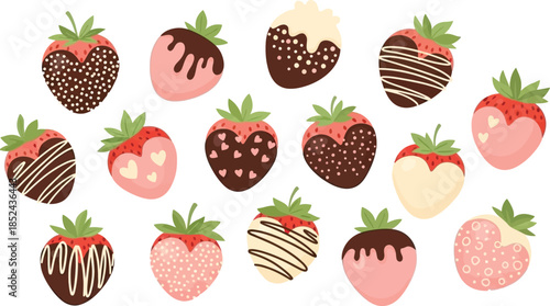 Delightful Chocolate Covered Strawberries in Varied Decorative Styles.