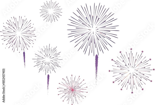 Elegant Hand Drawn Fireworks Bursting in Delicate Pastel Tones.