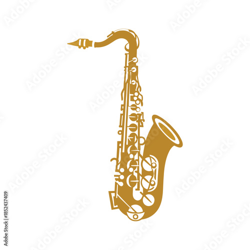 Golden Saxophone Musical Instrument Illustration.