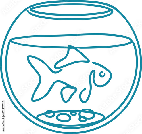 Round fishbowl with goldfish