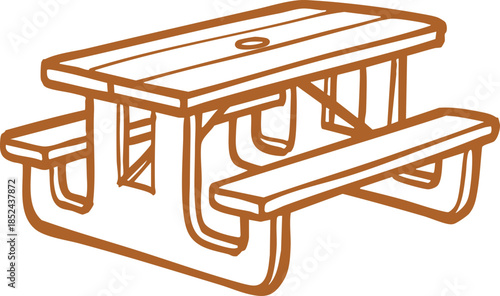 Outdoor picnic table and benches