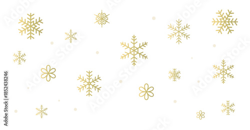 ゴールドの雪の結晶の壁紙　パターン　背景イラスト　ベクター素材