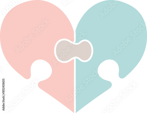 Pastel Heart Puzzle Symbolizing Love Connection and Harmony.