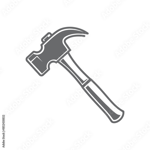 Gray Hammer Tool Illustration for Construction and Carpentry.