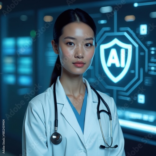 Wallpaper Mural Doctor reviewing ai healthcare data Torontodigital.ca