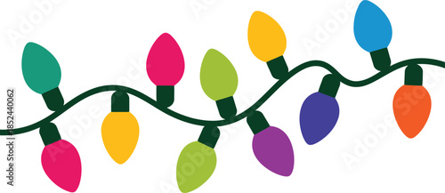 A vibrant arrangement of colorful holiday string lights shining brightly for festive seasonal decoration